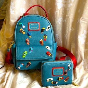 Disney Pixar Loungefly mini backpack and matching wallet